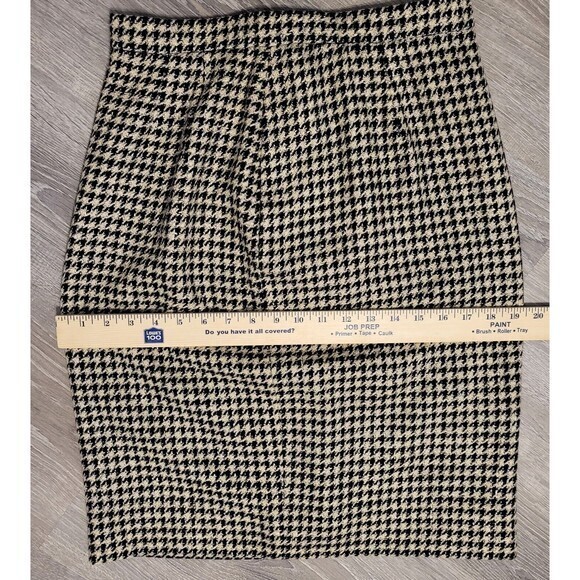 Carlisle Houndstooth Mindi Skirt Black White Wool‎ Silk Size 8 With Pockets - Picture 5 of 12